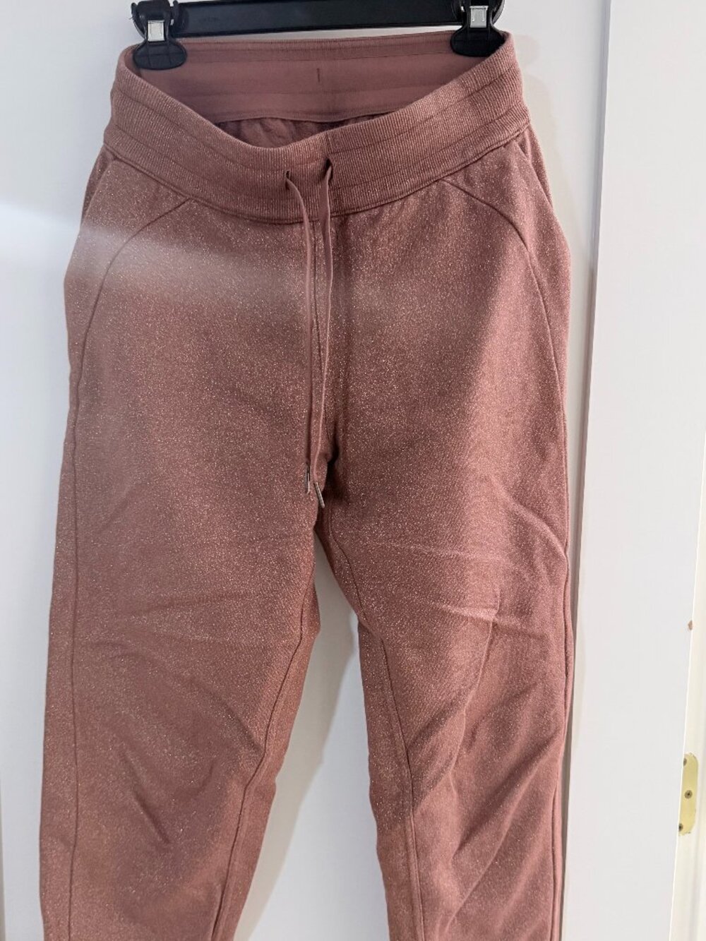 Lululemon SHIMMER Jogger Sweatpants Rose Gold Pink Sparkle Size 6